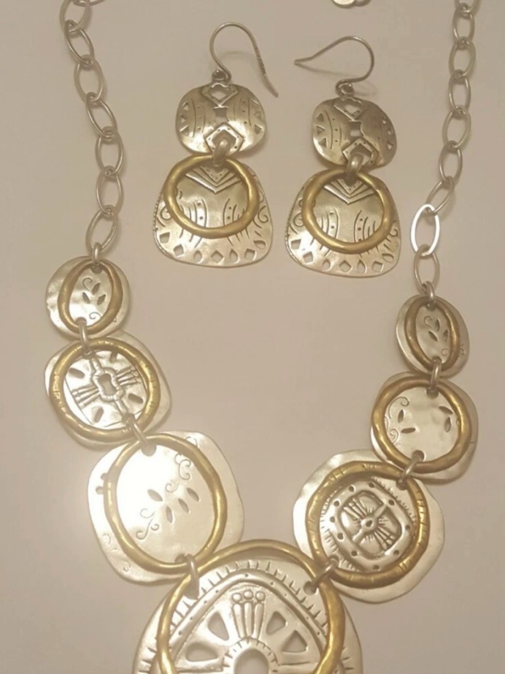 Silpada Sterling silver and Brass BOHO bib necklace and earring set